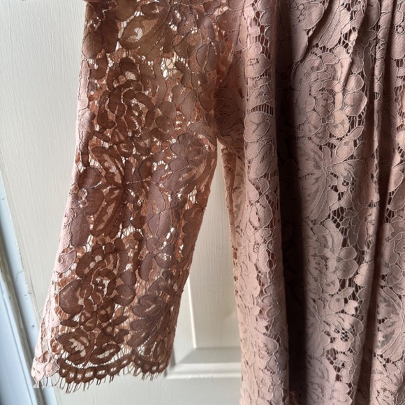 White House Black Market Lace Cold Shoulder 3/4 Sleeve Blush Rose Blouse.Size S - Picture 6 of 16